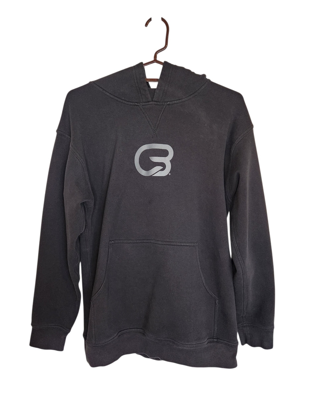 CycleBar Black Logo Pullover Hoodie Sweatshirt Medium 20" PTP Faded